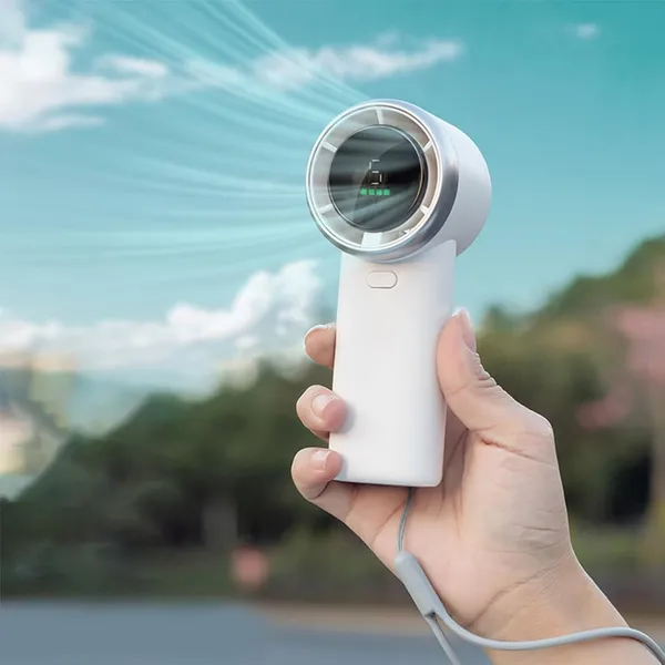 Portable Handheld Turbo Fan With LED Display - USB Rechargeable, 5 Speeds, 3600mAh Battery, Ultra-Quiet Mini Fan photo-2