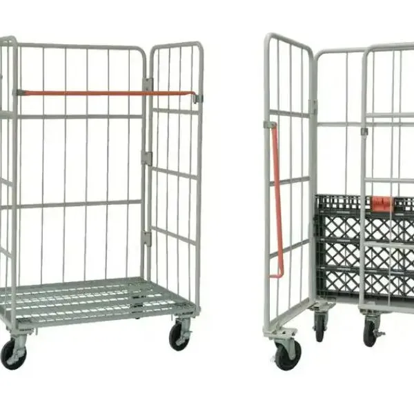 Heavy Duty Metal Wire Logistics Trolley With Handle Roll Container Cage 14 photo-5