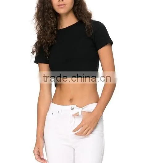2015 China Manufacturer Customized Ladies Sexy Crop Tee Shirt Quality Choice photo-2