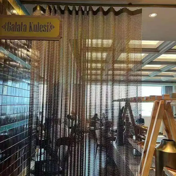 Decorative Woven Metal Mesh Fabric, Flexible Mesh Metal Curtains, Brass Wire Mesh photo-5
