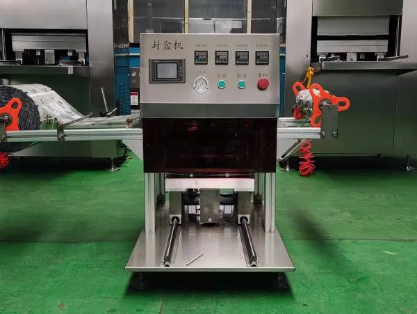 Mackerel Stuffing Dumpling Box Sealing and Film Covering Packaging Machine, Vacuum Packaging Machine for Boxed Dumpling Stuffing photo-2