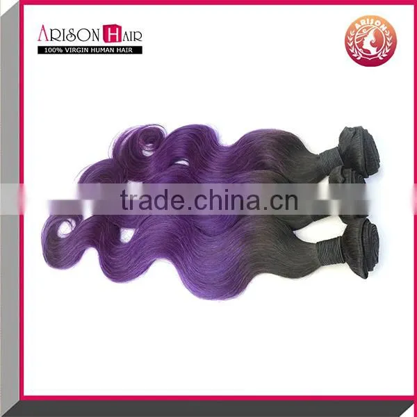 Cheap Wholesale Purple Human Hair Weave Ombre Remy Hair Extensions photo-4