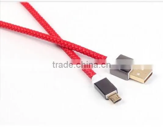 Hot Sale 30CM/1M 2015 Wholesale Colorful Leather Cable Micro Usb Cable for Andriod Mobile Phone