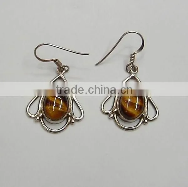 Tigers Eyes Silver Earrings