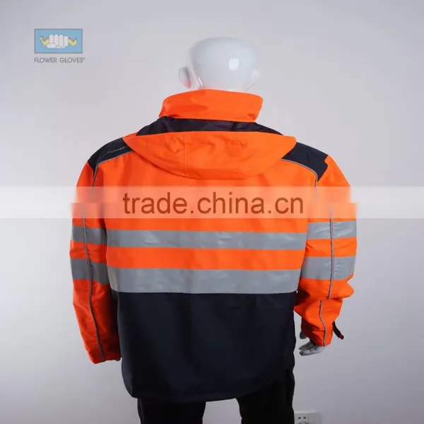 High Visibility Orange Waterproof pu Jacket With EN343 EN20471 photo-3