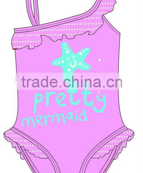 Girls Lovely Print Lycra One Piece Swimsuit