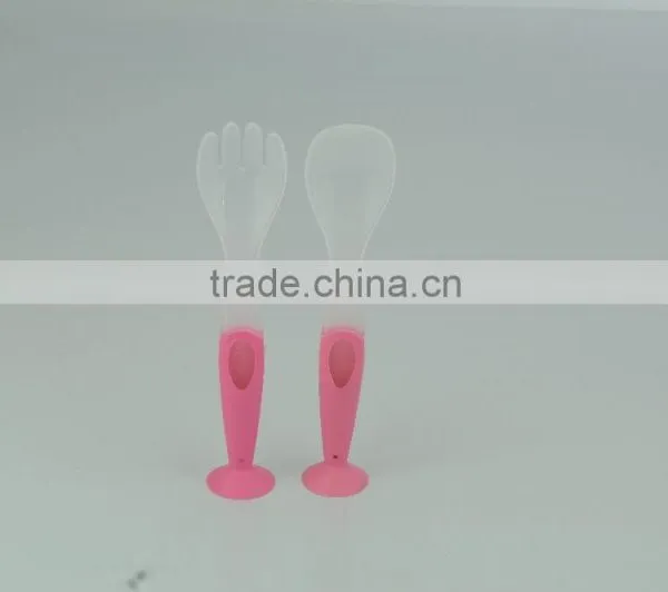 Baby Plastic/ TPE Encapsulated Spoon and Fork / Baby Cutlery photo-3