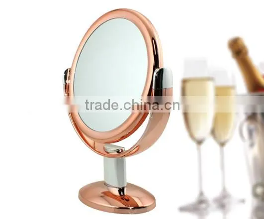 Rose Gold Silver Chrome Stand Makeup Mirror 1x/10x Magnification photo-2