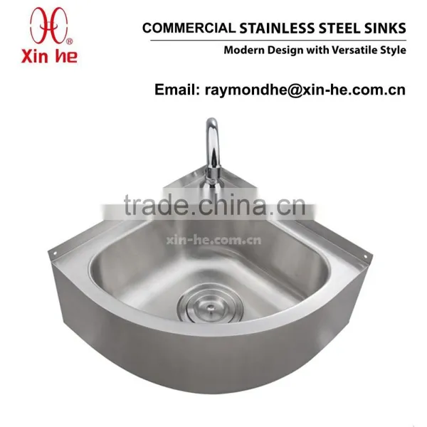 Commercial Catering Hand Wash Basin With Splashback, Wall Hung Stainless Steel Hand Wash Sink for Restaurant photo-2