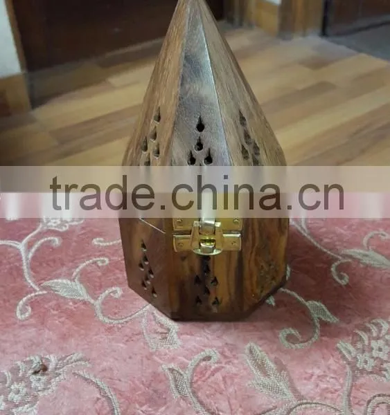 Pyramid/ Cone Design Wood Incense Holder / Incense Burner (Bakhoor)