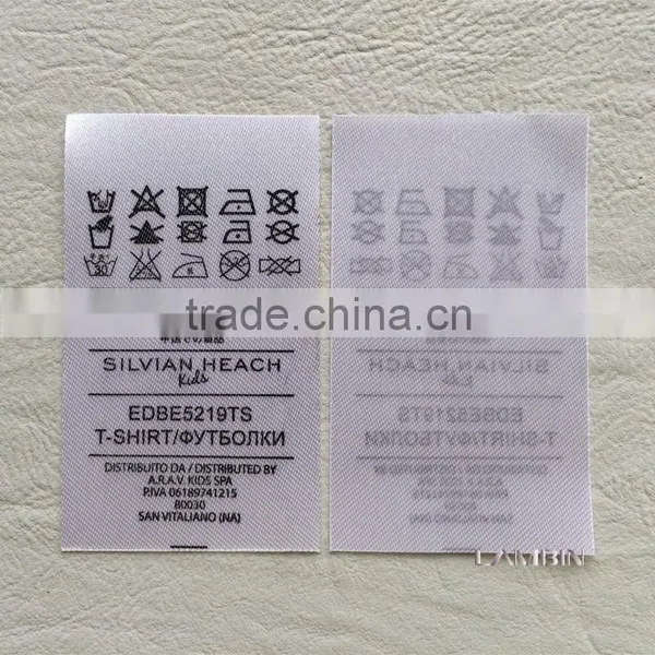 Printed Satin Ribbon Washing Care Symbol Mark Label for European Dress photo-2