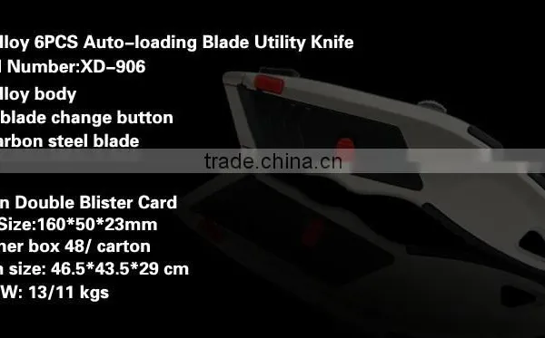 6PCS Auto Loading Trapezoid Blade Zinc Alloy Utility Knife photo-5