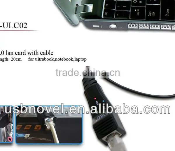 Blak High Speed 480Mbps USB2.0 Lan Card With Cable,with Led Light photo-5