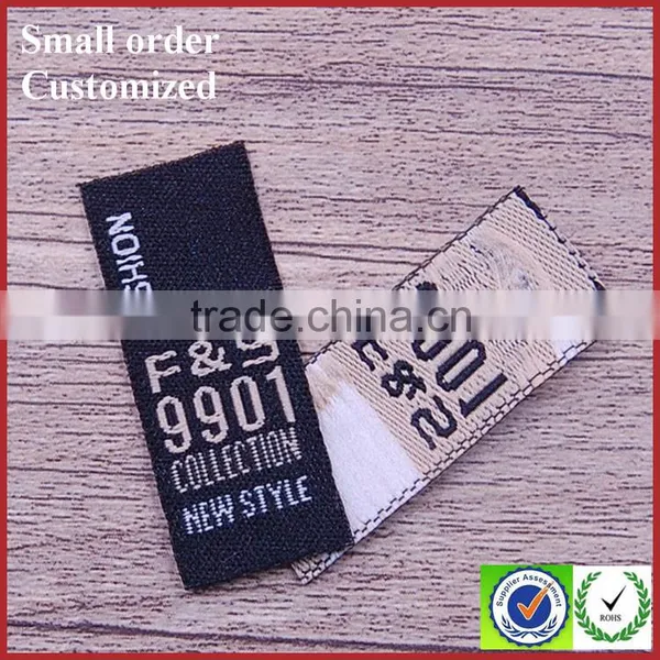 Black Small Tags Labels Woven for T-shirts Asset Tag Label