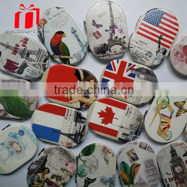 Cheap Souvenir Promotional Pu Compact Mirror photo-2
