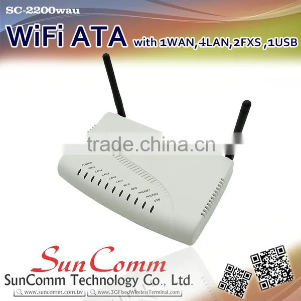 SC-2200wau Smart Voip Wifi ATA With 1 WAN , 4LAN , 2FXS, 1USB,Gigabit, 802.11b/g/n photo-4