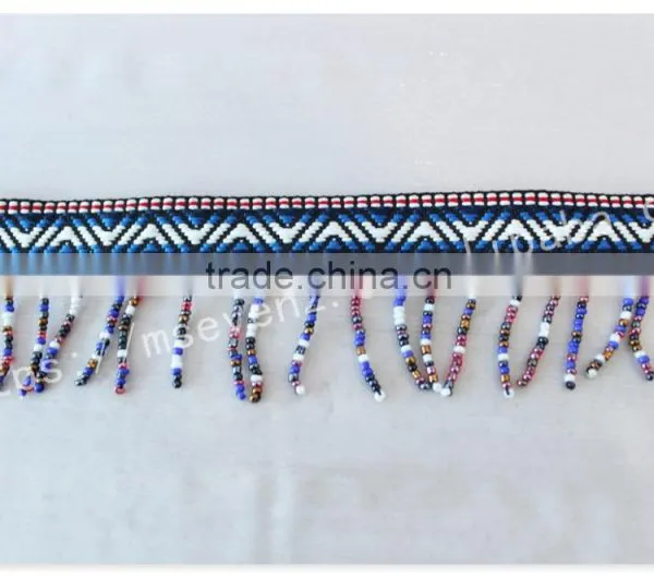 Hot Selling 5cm Width Polyester Ethnic Cheap Beaded Fringe Trim Wholesale photo-2