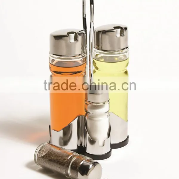 4 Pieces Salt And Pepper Galss Spice Set And Oil And Vinegar Spice Set photo-3