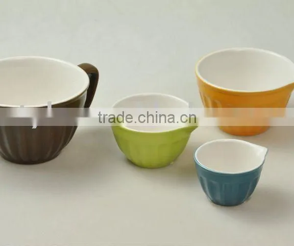 4pcs ceramic measuring cups set, cups with mouth