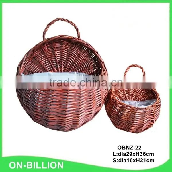 Garden Wall Hanging Wicker Flower Pots With Plastic Liner photo-5