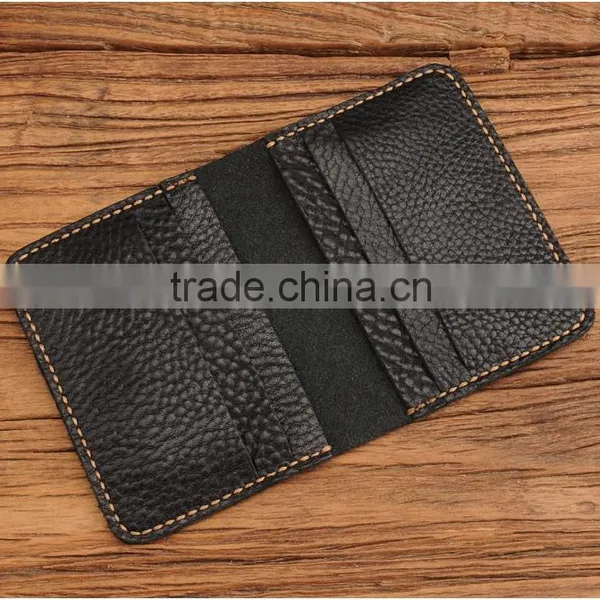 Bifold Cowhide Leather Men Credit Card Holder With Multiple Card Slots photo-3
