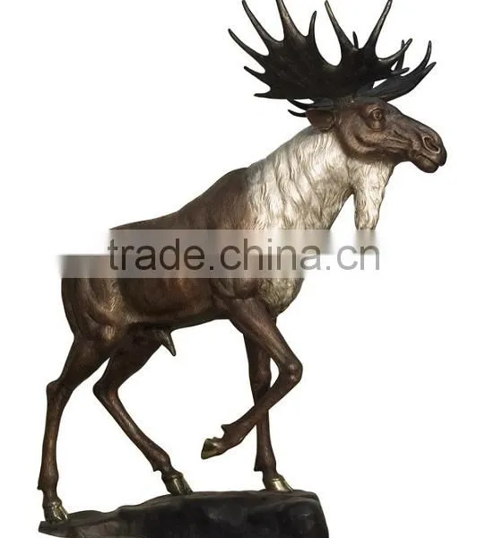 Hot Sale Christmas Home Decor Metal Crafts Bronze Life Size Deer Statues photo-4
