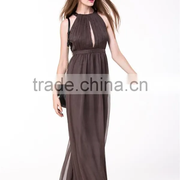 2017 New Arrival Sexy Women Dress Halter Plunge Neck Pleated Bodice Wholesale Maxi Dress Long Evening Dress photo-5