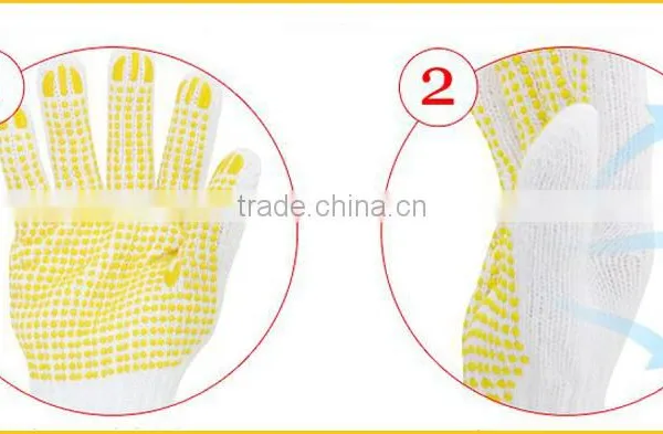 Pvc Dotted Cotton Knitted Gloves With Pvc Dots for Construction photo-3