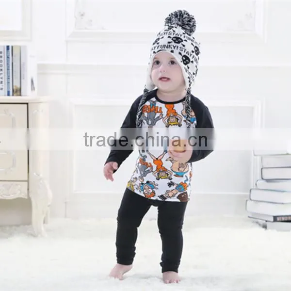 Cool Skull Pattern Baby Knitted Caps Pom On Top For Autumn,Fashion Unisex Knitting Hats With Tie photo-6
