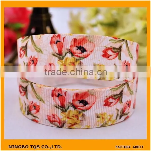Hot Sale DIY Fashion Polyester Flower Grosgrain Print Ribbons