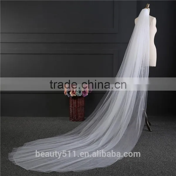 2017 Wholesale New Grance Long Lace Bridal Wedding Veil Tulle photo-2