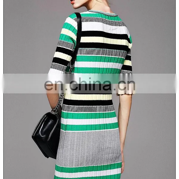 Ladies High Quality Stylish Stripe Dress Half Sleeve Spring New Dress photo-2