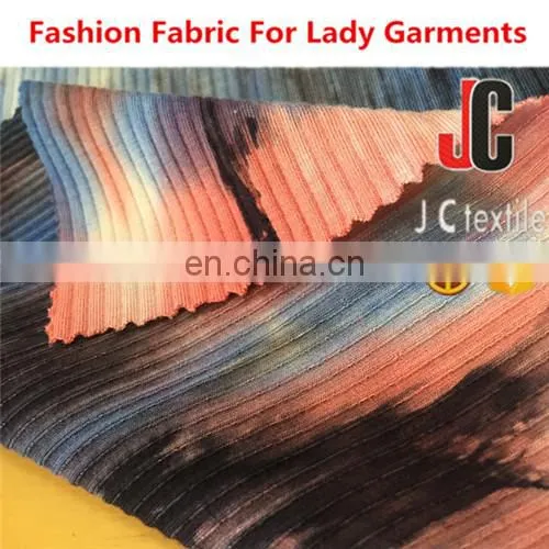 Shaoxing High Quality Soft Hand Feel Knit Rayon Spandex Tie Dyed Rib Morley Vintage Fabric photo-4