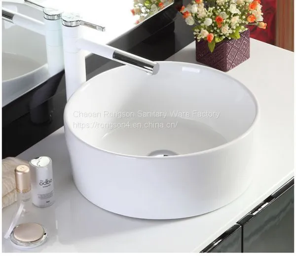 Bahtoom Diamond New Design Round Shape Luxury White Color Ceramic Countertop Art Hotel Apartment Hand Sink photo-5