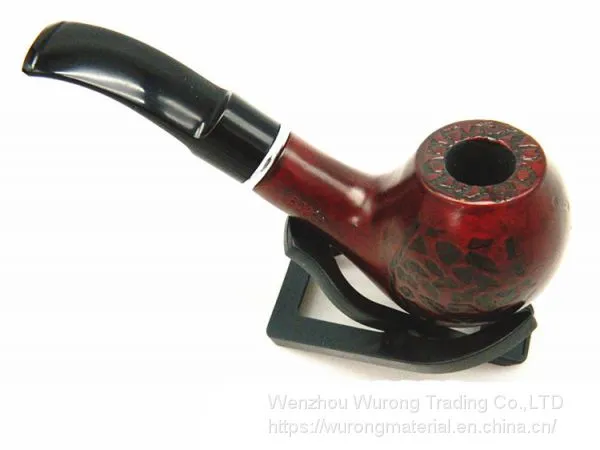 135mm Length Wooden Resin Short Tobacco Pipe With Small Black Line-dot Head for Smoking photo-2