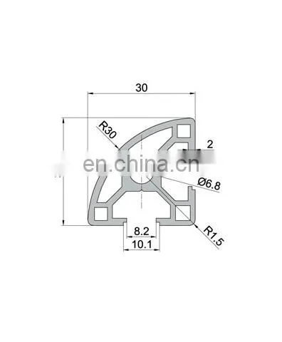 SHENGXIN 6063t5 3030 t Slot Half Round Profile Aluminum Corner Extrusion Profile photo-2