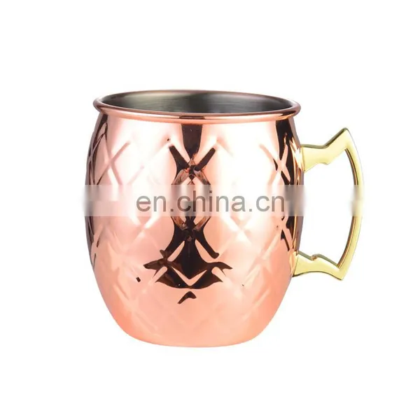 Vintage Copper Plated Double Wall Stainless Steel Moscow Mule Wine Beer Cup Cocktail Hammered Copper Mug With Handle photo-4