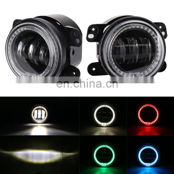 Led Headlights 4-дюймовые фары противотуманные фары для внедорожников с RGB-диафрагмой, подходящие для фары Jeep