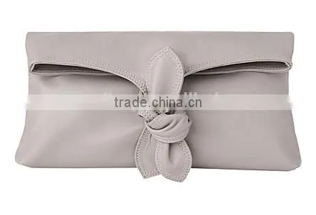 Knot Women Soft Smooth Genuine Leather Clutch Bag Nappa Foldover Party Clutch Good Quality Hand Bag Guangzhou Factory photo-2