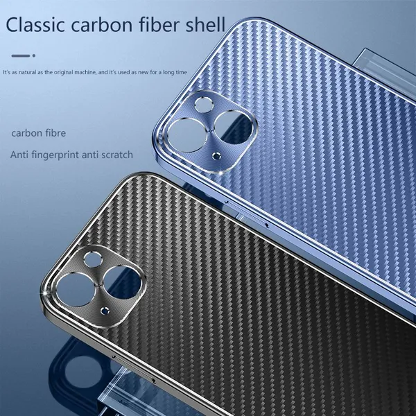 Full Package Anti Falling Metal Frame Cell Phone Case Packaging Cover Frosted Carbon Fiber For Iphone 6 7 8P X Xr 13 14 Pro Max photo-5