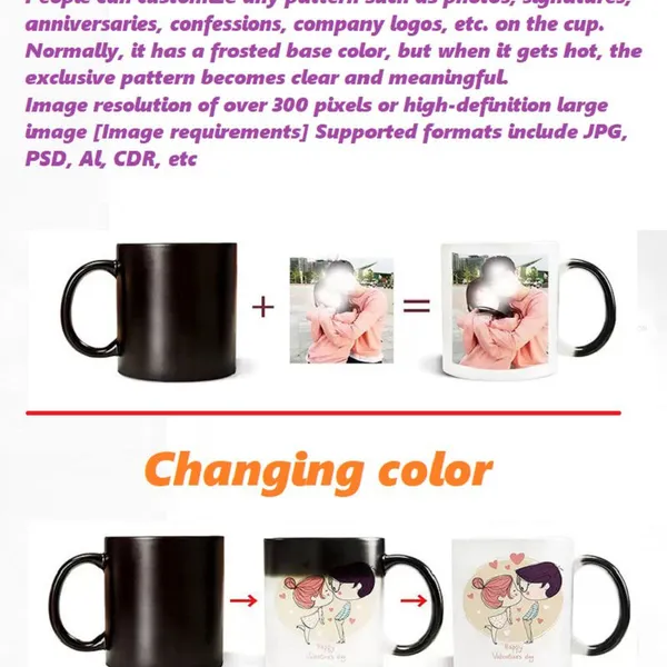 Gradient Color Ceramic Cup With Image Display When Exposed to Heat, Water Cup, Mug, Christmas Cup photo-5