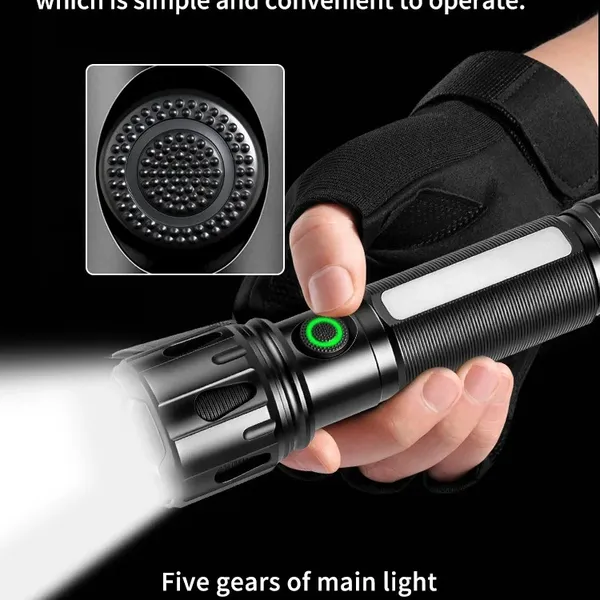 Wholesale RGB Side Light White Laser Flashlight Magnetic Tail 13 Modes Telescopic Zoom Rechargeable Torch IPX4 Waterproof photo-4