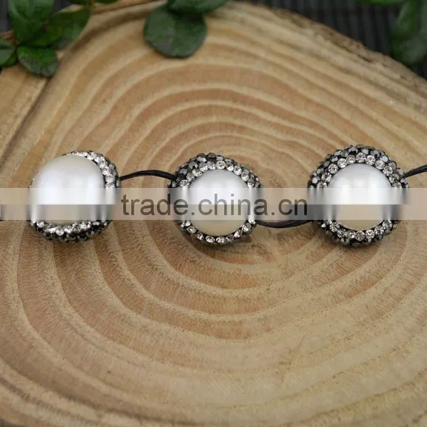 LFD-005B ~ DIY 16MM Druzy Round Shape Pearl Pave Rhinestone Crystal Spacer Beads Jewelry Making photo-3