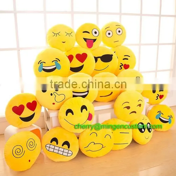 Cute Emoji Smiley Yellow Pillows Cushions Cartoon Face Round Emoji Pillow Decorative Pillows Stuffed photo-2