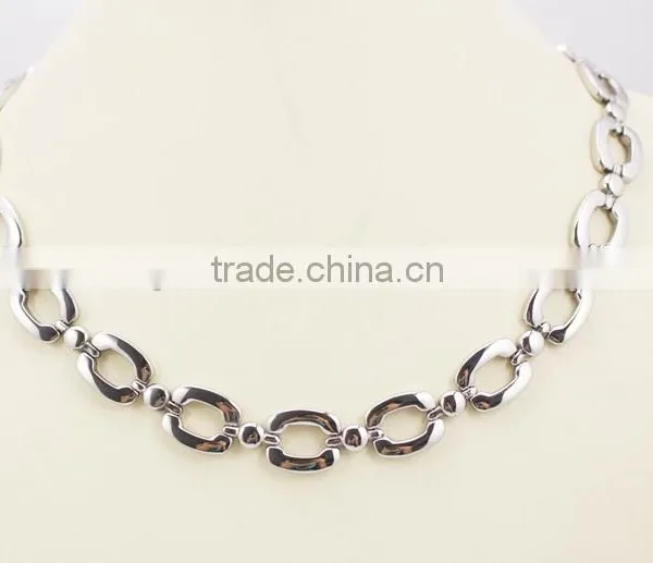 316L Stainless Steel Link Chain Bracelet and Necklace Jewelry Set photo-5
