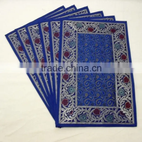 Indian Silk Table Runner With 6 Placemats & 6 Coaster in Blue Color Size 16*62 photo-2