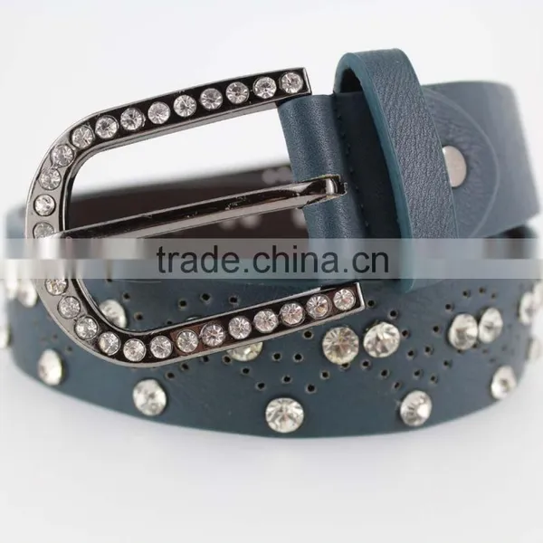 Women's Fashion Rhinestone Studded 35Mm pu Leather Jeans Belt With Shiny Rhinestone Accessories photo-2