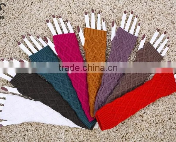 Cross Criss Thick Crochet Fingerless Gloves,Thick Weave Short Gloves,Hollow Out Arm Warm Wristbands Gloves