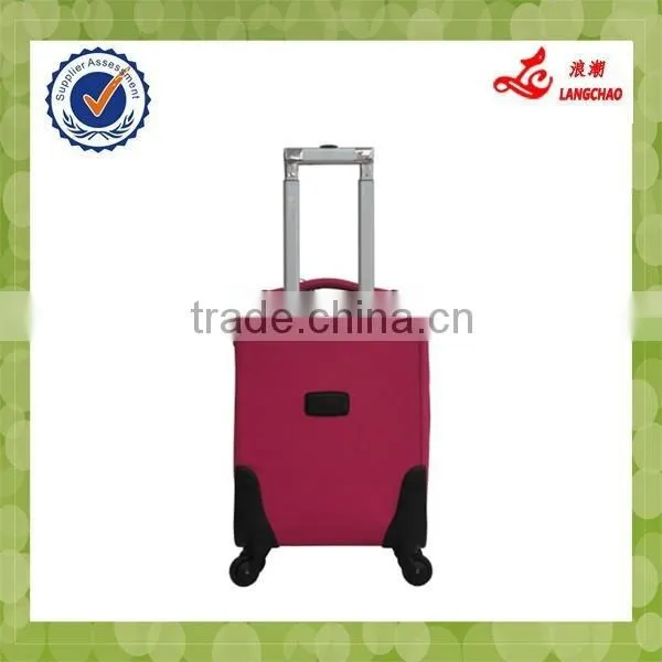 Four Wheels Decent Fashion Girls Pink Fabric Trolley Storage Case photo-4