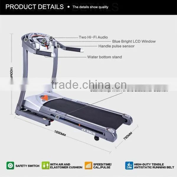 High Quality Folding Motorized Fitness Treadmill With MP3 for Sale / Homemade Treadmill